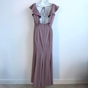 Dessy Group Mauve Gown Dress Bridesmaid Wedding Guest Pink Purple Sz 12 Tie Back